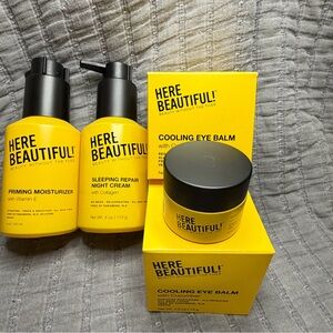 HERE BEAUTIFUL Cooling Eye Balm, Firming Moisturizer, Sleeping Repair Night Crea